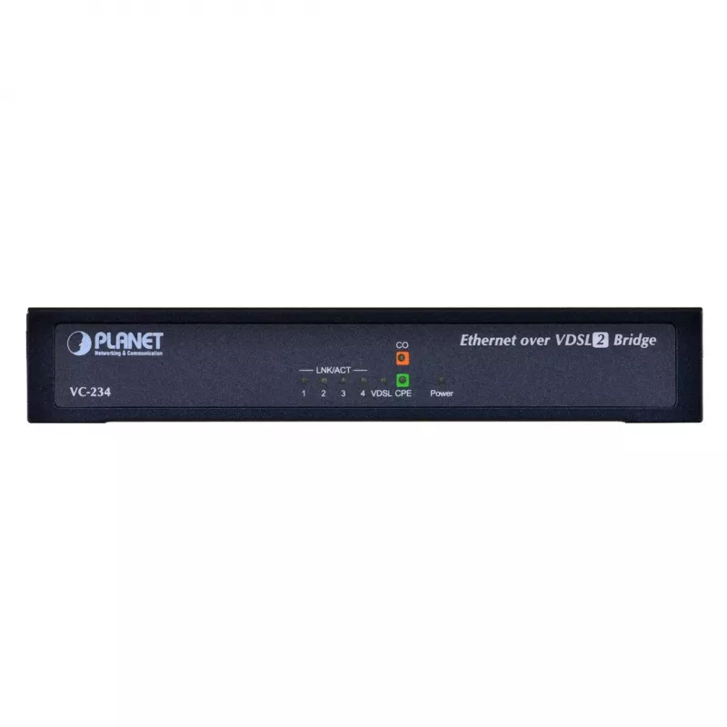 Võrgusild PLANET VC-234 hallatav 4-pordiline Fast Ethernet (10/100) riiulikinnitus 1U, alalisvoolusisend, 0,8 Gbit/s kommutatsioonivõimsus