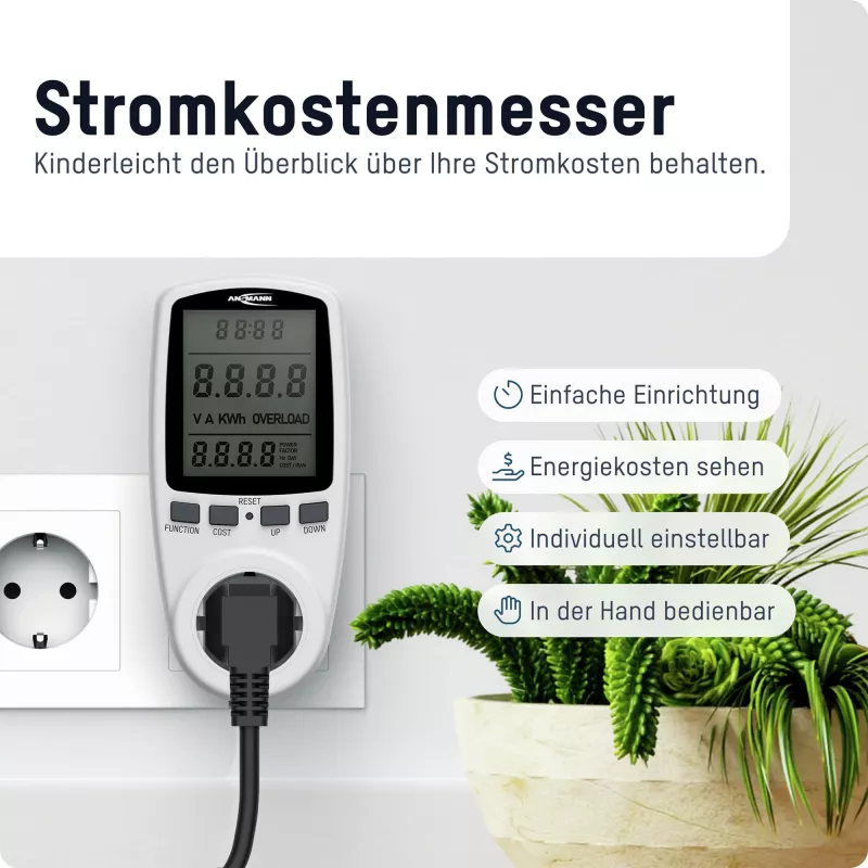Energiakulumõõtur ANSMANN APM2 120-0007 LCD-ekraaniga