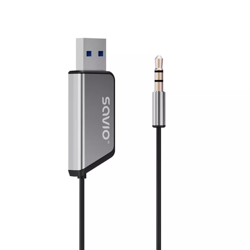 Savio TR-16 saatja AUX-adapter käed-vabad funktsiooniga, Bluetooth 5.3, Google Assistant/Siri