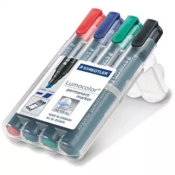 Marker Staedtler Lumocolor 350 WP4 4 tk must, sinine, roheline, punane