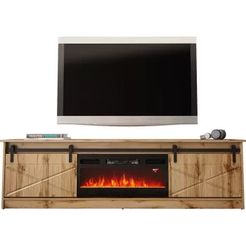 TV kapp Cama Meble GRANERO koos kaminakapiga, Wotan tamm, 2000×350×567 mm, 2 ust, 2 riiulit
