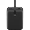 Akuplokk 20 000 mAh, integreeritud USB-C-kaabel 13 cm, 30 W (must, 20 Ah, 1x USB-A, 2x USB-C, PD, QC)