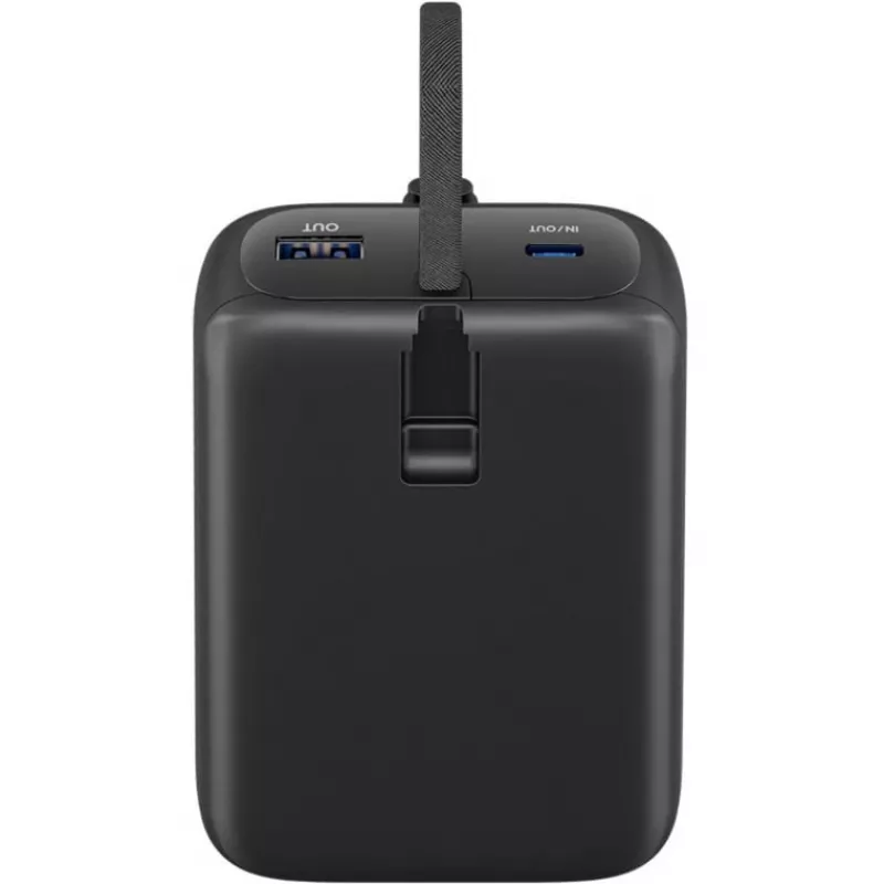 Akuplokk 20 000 mAh, integreeritud USB-C-kaabel 13 cm, 30 W (must, 20 Ah, 1x USB-A, 2x USB-C, PD, QC)
