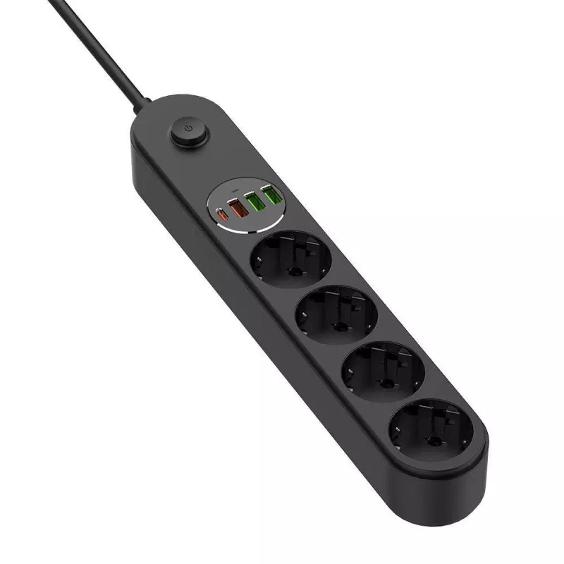 Pistikupesade rida ColorWay CW-CHE44PDB — 4 vahelduvvoolupesa, 2 USB-porti
