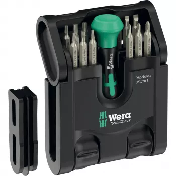 Wera Tool-Check Modular Micro 1 21-osaline komplekt — kompaktne kruvikeeraja- ja otsakukomplekt