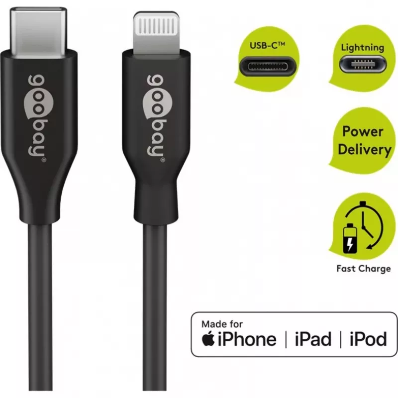 Laadimis- ja sünkroonimiskaabel Goobay Lightning to USB-C 0,5 m