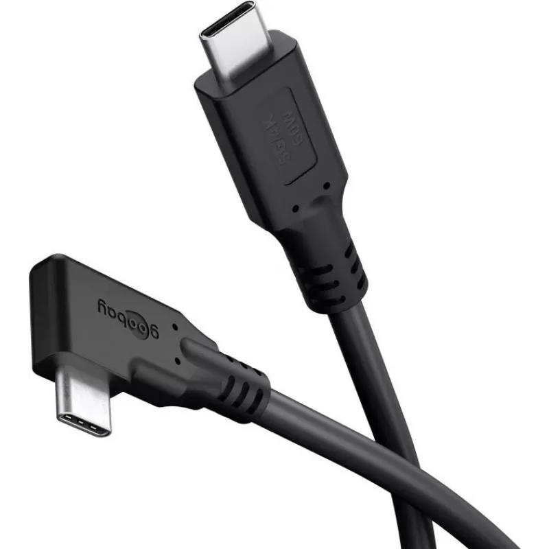 Goobay USB-C kaabel 90° 1 m must - 60 W 5 Gbit/s Power Delivery (79421)
