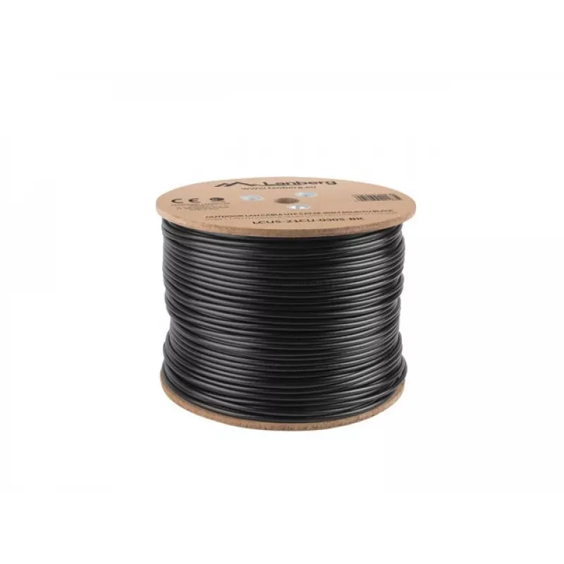 Võrgukaabel LANBERG Cat5e U/UTP LCU5-21CU-0305-BK, 305 m, 24 AWG, PVC kestaga, must