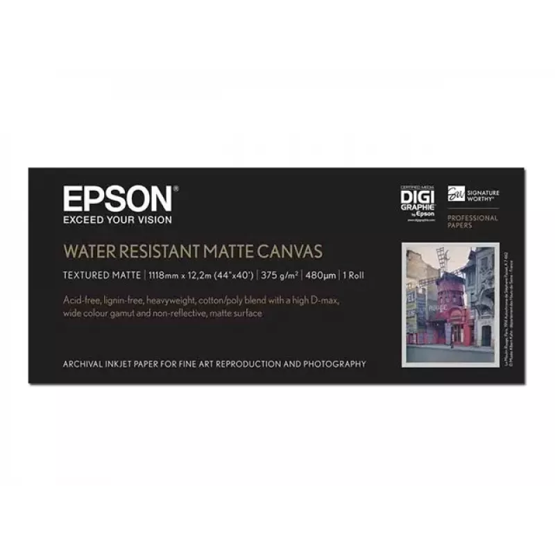 Epson WaterResistant Matte Canvas Roll, 44 tolli x 12,2 m, 375 g/m²