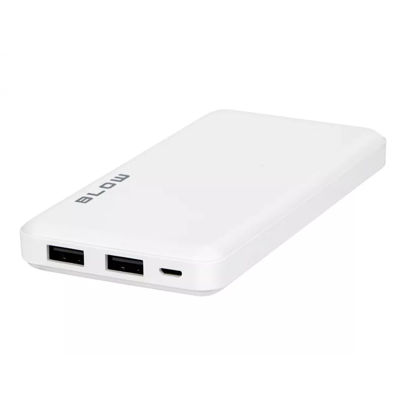 Kaasaskantav laadija akupank BLOW PB10A 10000mAh (37Wh), 2x USB-A väljundid, 22,5W koguvõimsus, Micro‑USB sisend, polümeeraku
