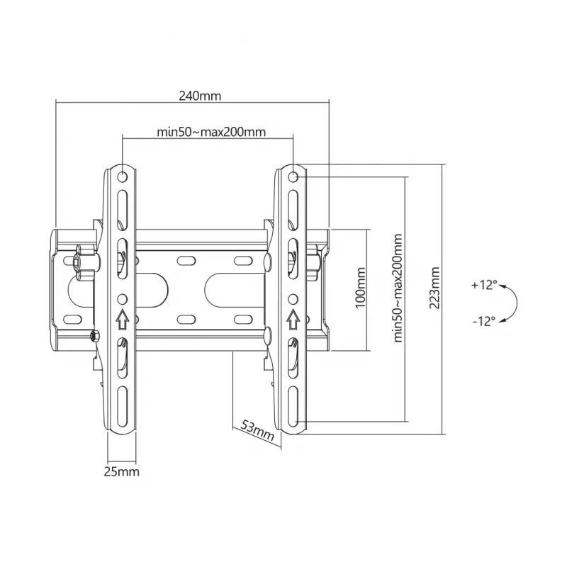 SBOX PLB-2522T-2 kallutatav teleri seinakinnitus 23–43-tollistele (23–43 kg) VESA 200×200