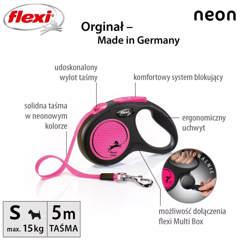 Flexi New Neon S 5 m koera automaatjalutusrihm