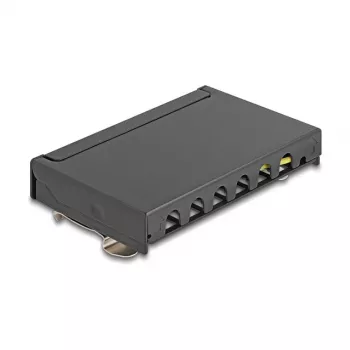 Patch-paneel DELOCK Mini Desktop RJ45 6-pordiline Cat.6A varjestatud, metall, must, 80×22×125 mm