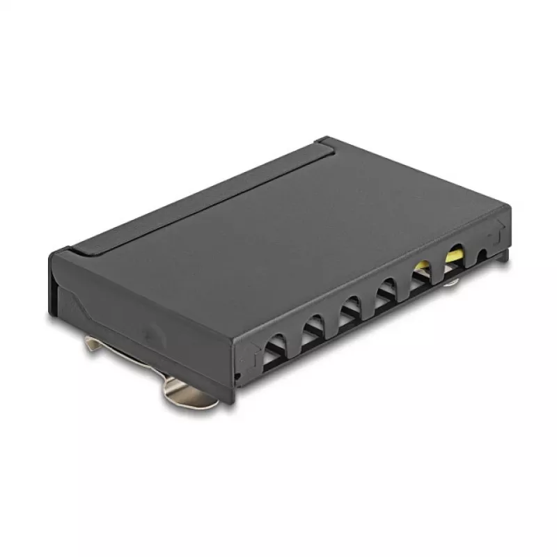 Patch-paneel DELOCK Mini Desktop RJ45 6-pordiline Cat.6A varjestatud, metall, must, 80×22×125 mm