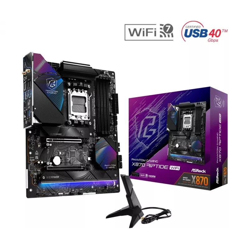 Emaplaat ASRock X870 Riptide WiFi — ATX, AMD X870, Socket AM5, DDR5, 4 DIMM, 256 GB, Wi‑Fi 7, 2.5GbE