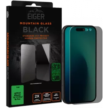 Karastatud klaasist privaatsusekraani kaitse Eiger EGMSP00334 Apple iPhone 16 Pro / 17 / 17 Pro jaoks