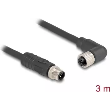 DeLOCK 80526 sensori/täituri kaabel 3 m RST M12 must