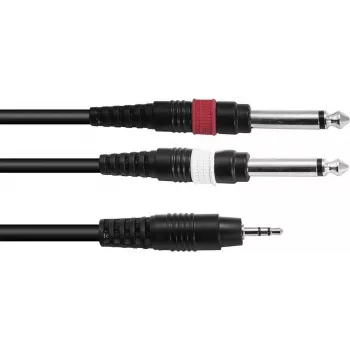 Audio adapterkaabel Omnitronic 3,5 mm kahele 3,5 mm, 3 m, must