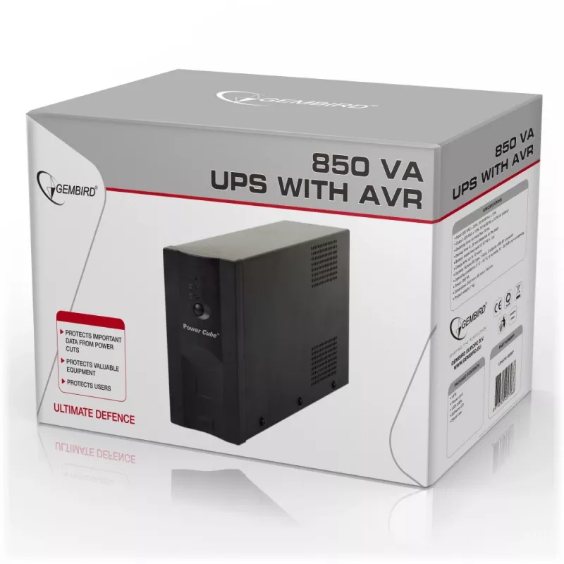 Gembird UPS-PC-850AP katkematu toiteallikas (UPS) Line-Interactive 0.85 kVA 520 W 4 AC-pistikupesa