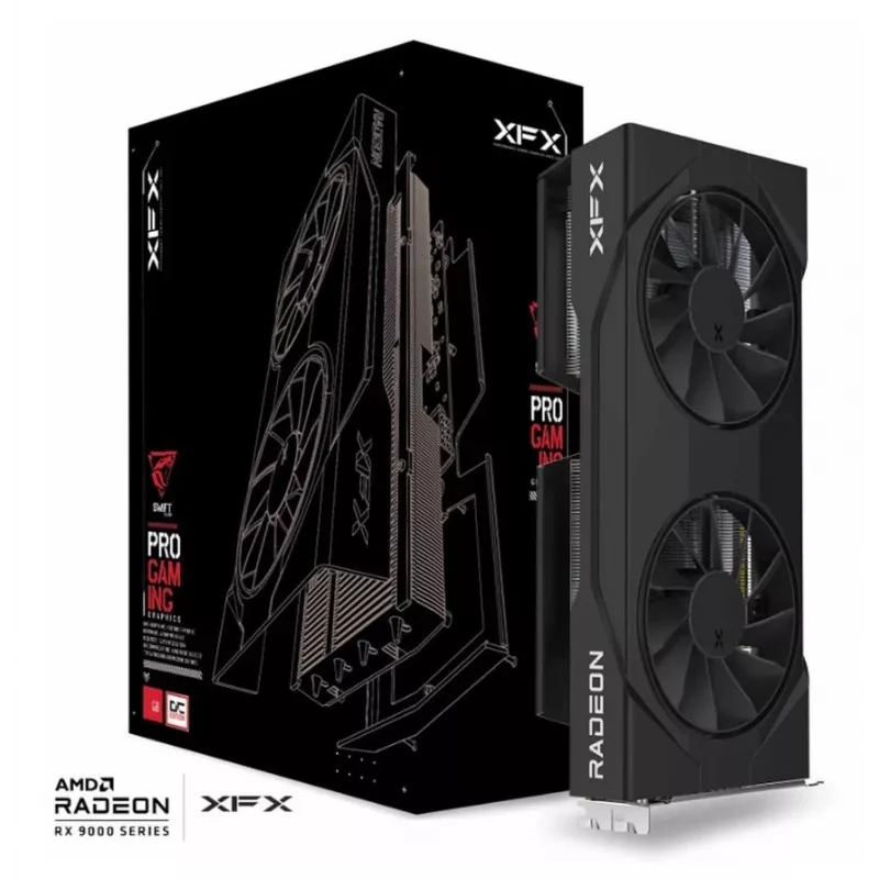 Graafikakaart XFX Radeon RX 9060 XT — 8 GB GDDR6, 128-bit, PCIe 5.0, 2x DP + HDMI, 2 ventilaatorit