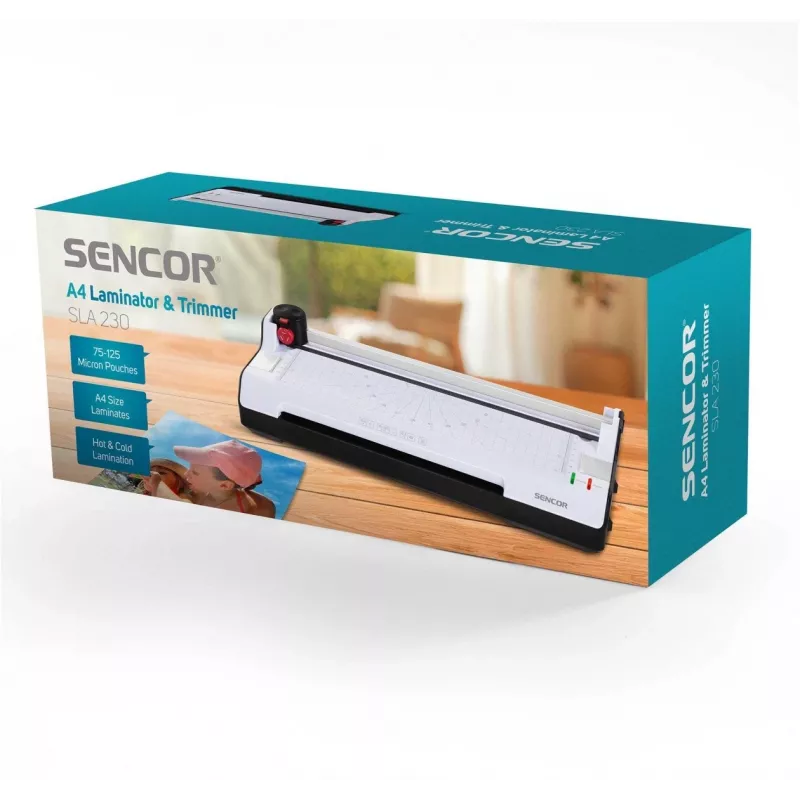 Kontori laminaator SENCOR SLA 230 A4, ühildub A4-lehtedega, kile paksusvahemik 2x75–2x125 mm