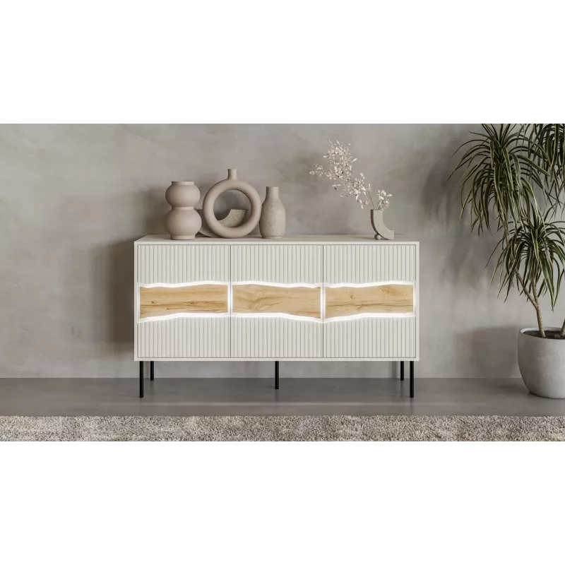 Kummut Cama Meble INSERTO 3D 143,5×40×80 cm — kašmiirviimistlus LED-ga