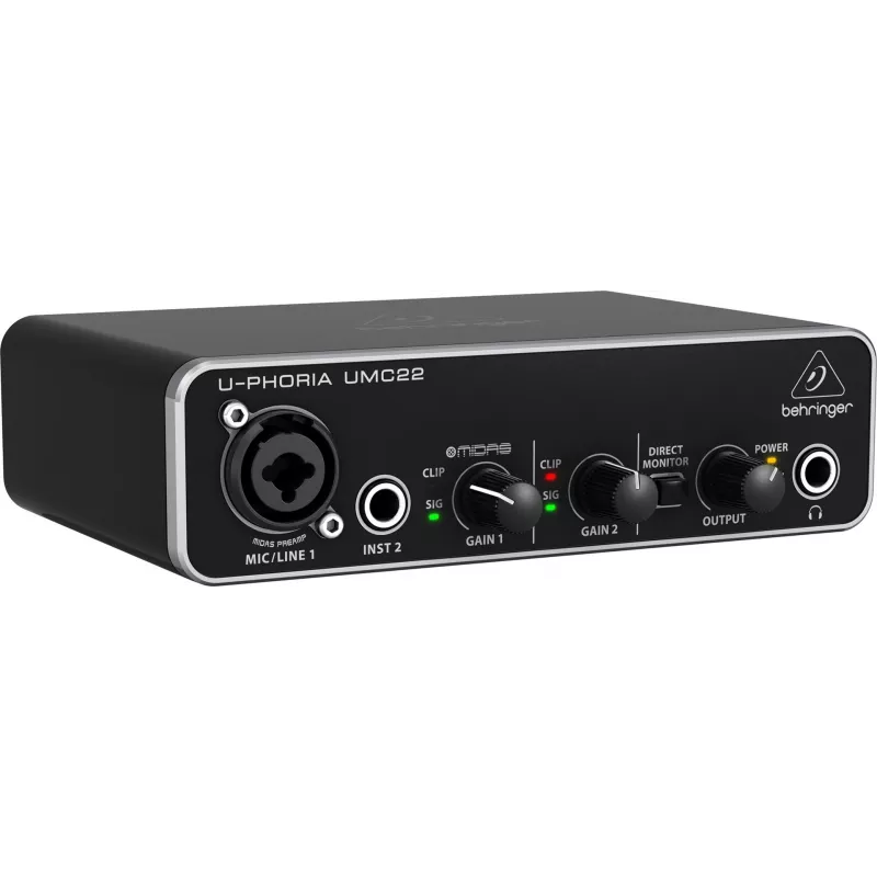 Behringer UMC22 lisamuusikaseade kontserdi-/stuudioeelvõimendi