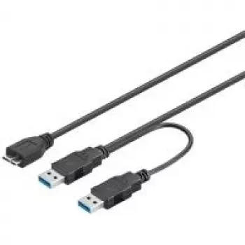 Wentronic Goobay USB 3.0 Dual Power SuperSpeed kaabel, must, 0,3 m - USB 3.0-pistik (tüüp A), USB 3.0-pistik (tüüp A) > USB 3.0 mikro-pistik (tüüp B) (95746)