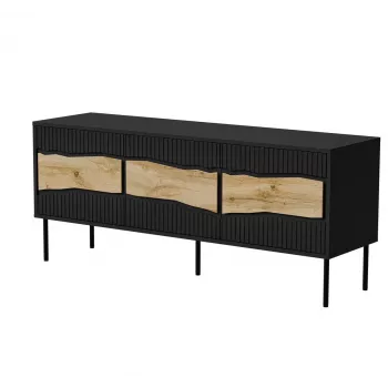TV kapp cama meble INSERTO 3D 143,5x40x61,5 cm must LED-iga, puitlaastplaadist pealmine osa