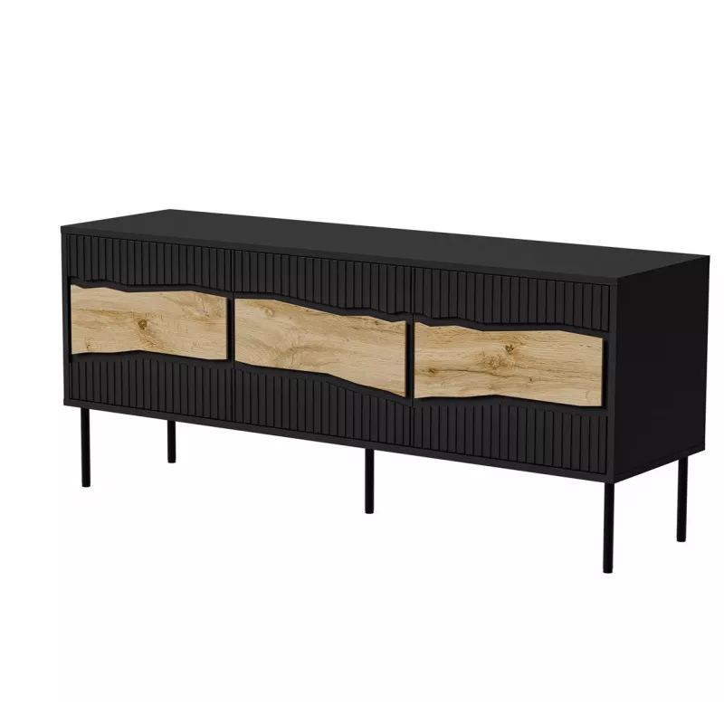 TV kapp cama meble INSERTO 3D 143,5x40x61,5 cm must LED-iga, puitlaastplaadist pealmine osa