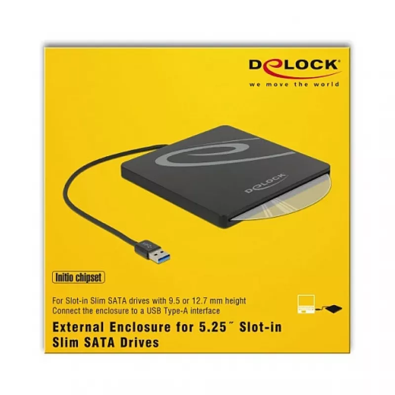 ODD ümbris DeLOCK 42604 13.3 cm (5.25 tolli) SATA III Must