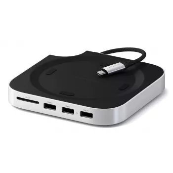 Satechi sülearvuti dokk/pordireplikaator ST-GNMMES — juhtmega USB 3.2 Gen 2 USB-C jaotur, USB-A ja SD, hõbedane