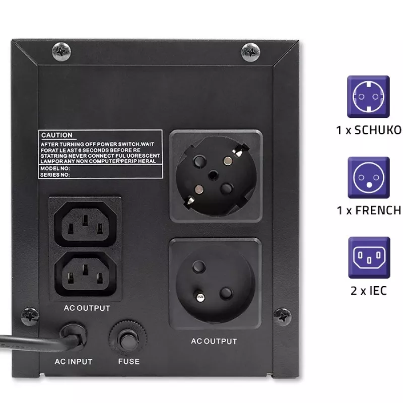 Katkematu toiteallikas UPS Qoltec 53775 1,2 kVA 720 W 4 AC-pistikupesa