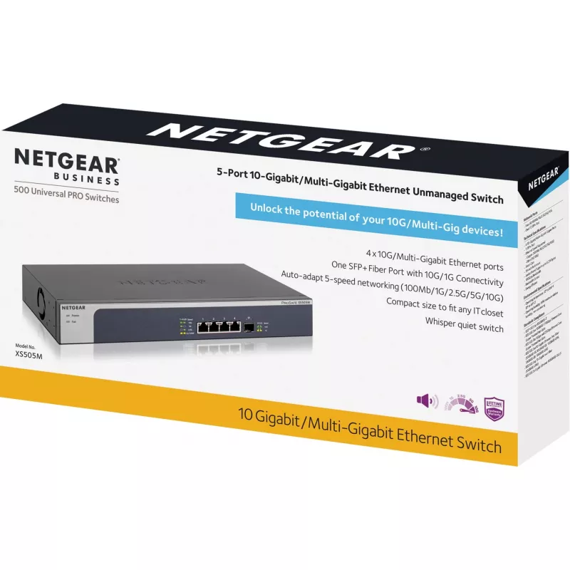 NETGEAR XS505M Haldamatu 10G Ethernet (100/1000/10000) Hall, Hõbe