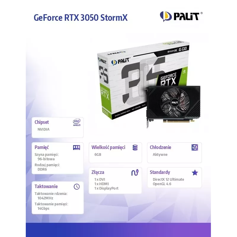 Palit GeForce RTX 3050 StormX 6GB GDDR6 graafikakaart