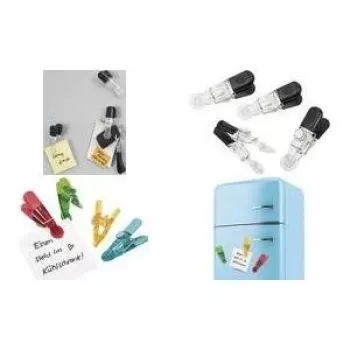 Magnetihoidik WEDO Notiz-Magnethalter GLOSSY 4-osaline komplekt must/läbipaistev klambriga