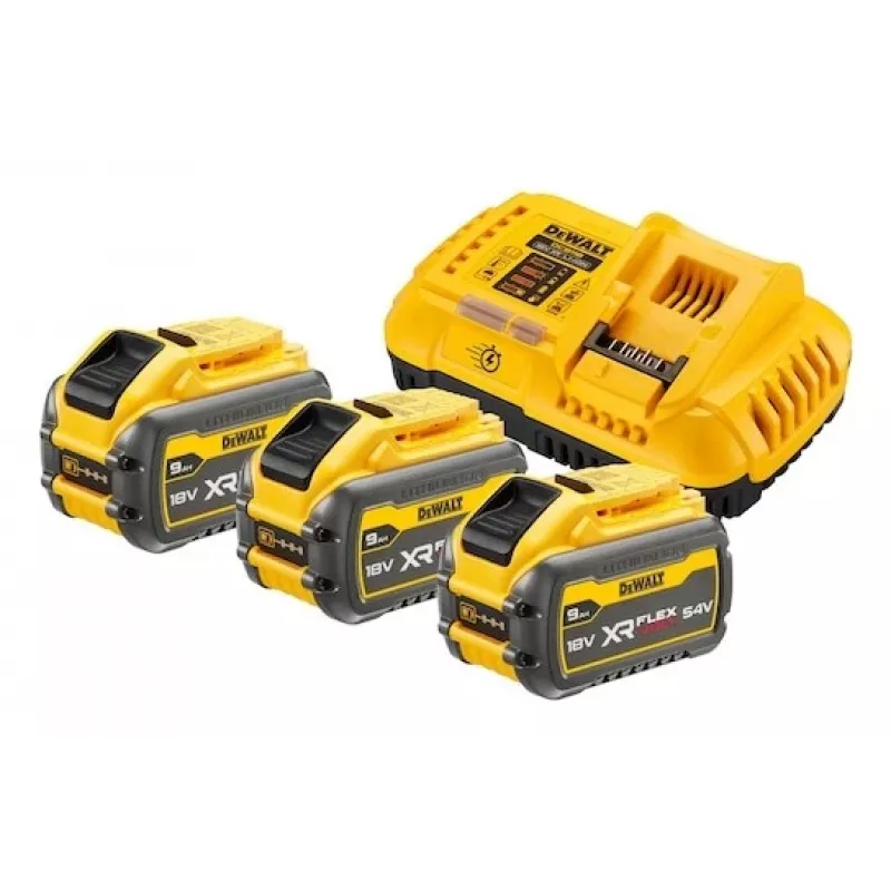 Aku ja laadija komplekt DeWalt DCB118X3 — Li‑Ion 9 Ah aku koos laadijaga