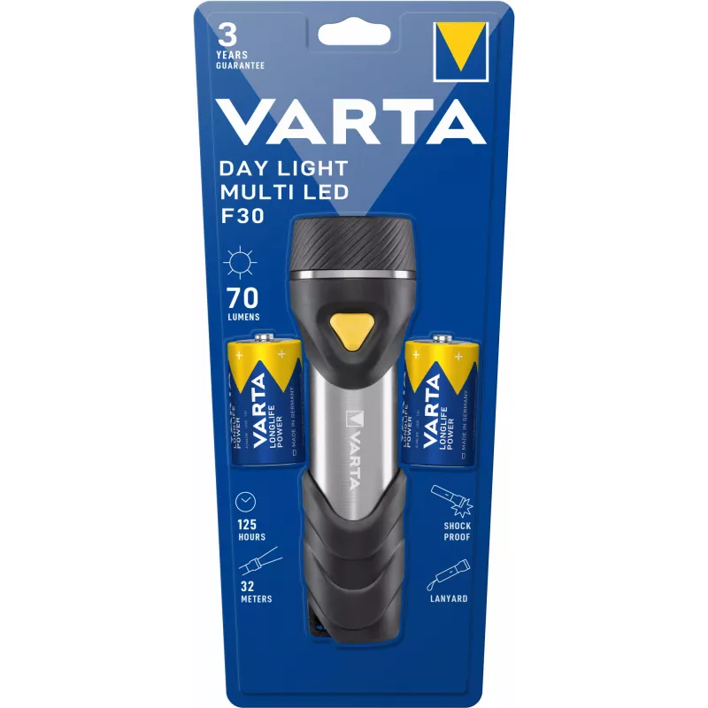 Käsilamp Varta Day Light Multi LED F30 Must Hõbedane Kollane