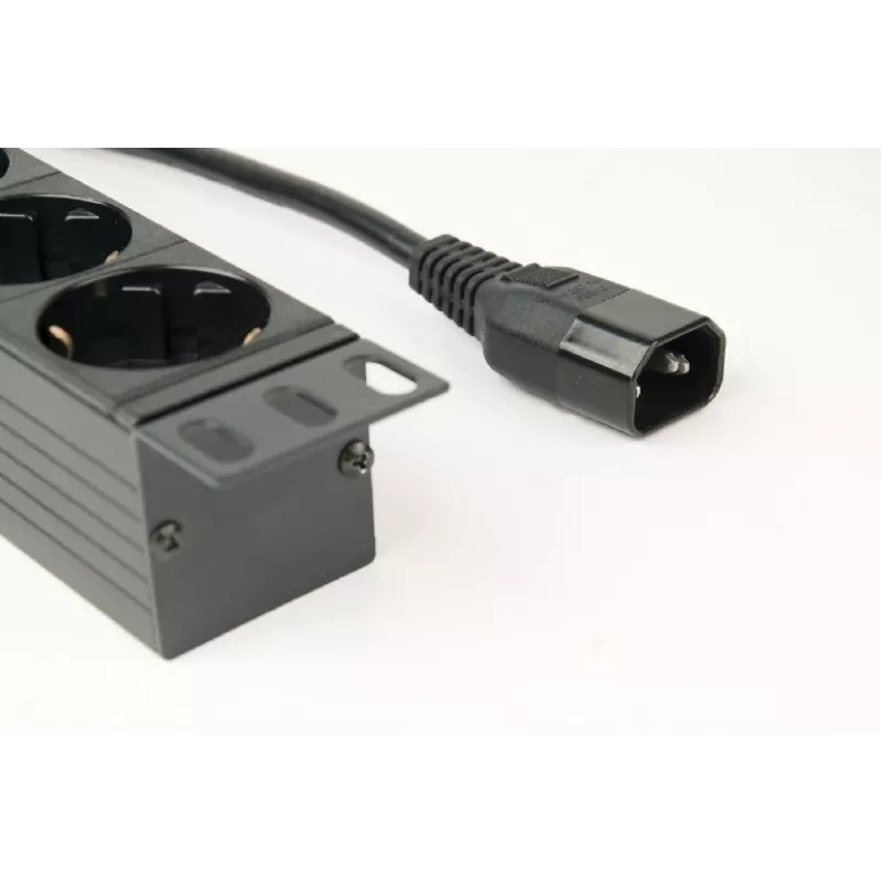 Toitejaotusseade GEMBIRD EG-PDU-014-C14, 8 vahelduvvoolu pistikupesa, C14 sisend, 3 m kaabel, 1U, 3680 W, 10 A, alumiinium, must