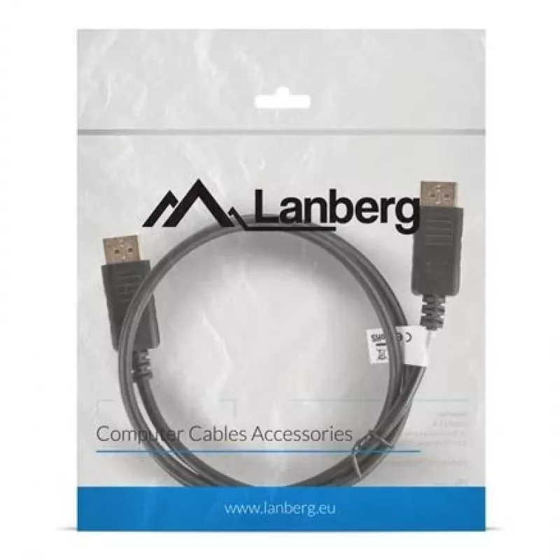 Lanberg DisplayPort Cable 19 Pin V1.2 4K, 1M | CA-DPDP-10CC-0010-BK | DisplayPort to DisplayPort