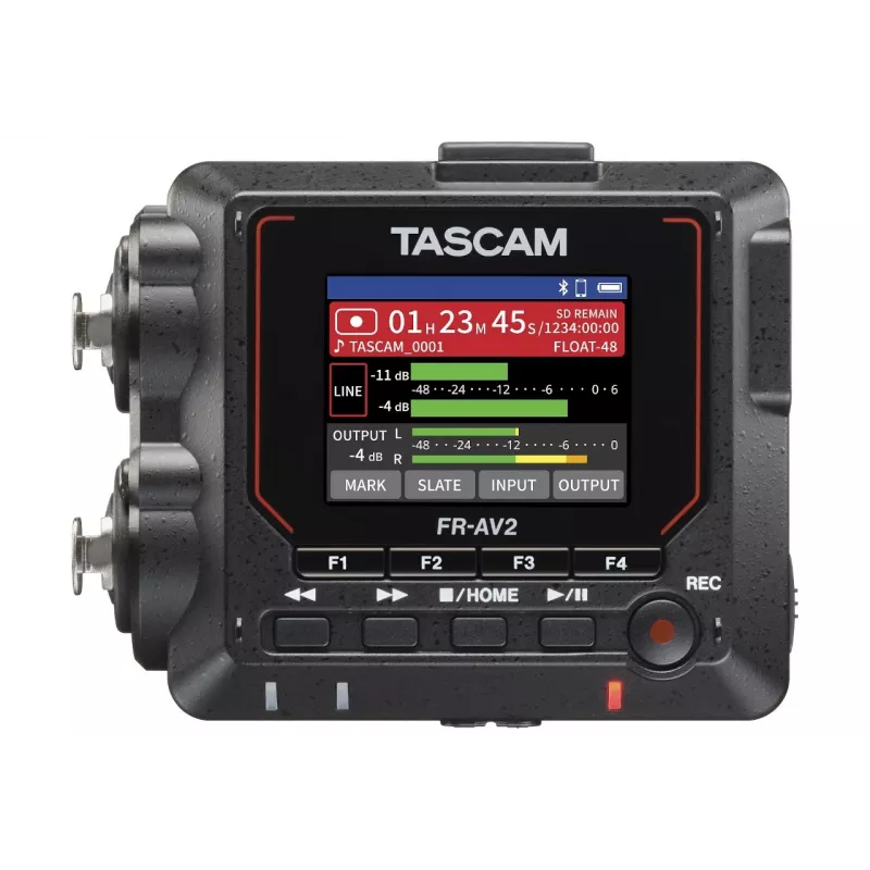 Kaasaskantav helisalvesti Tascam FR2-AV — 2 raja, 2 XLR kombosisendit, USB-C liides, 48–192 kHz, 24/32-bitine, microSD kuni 512 GB