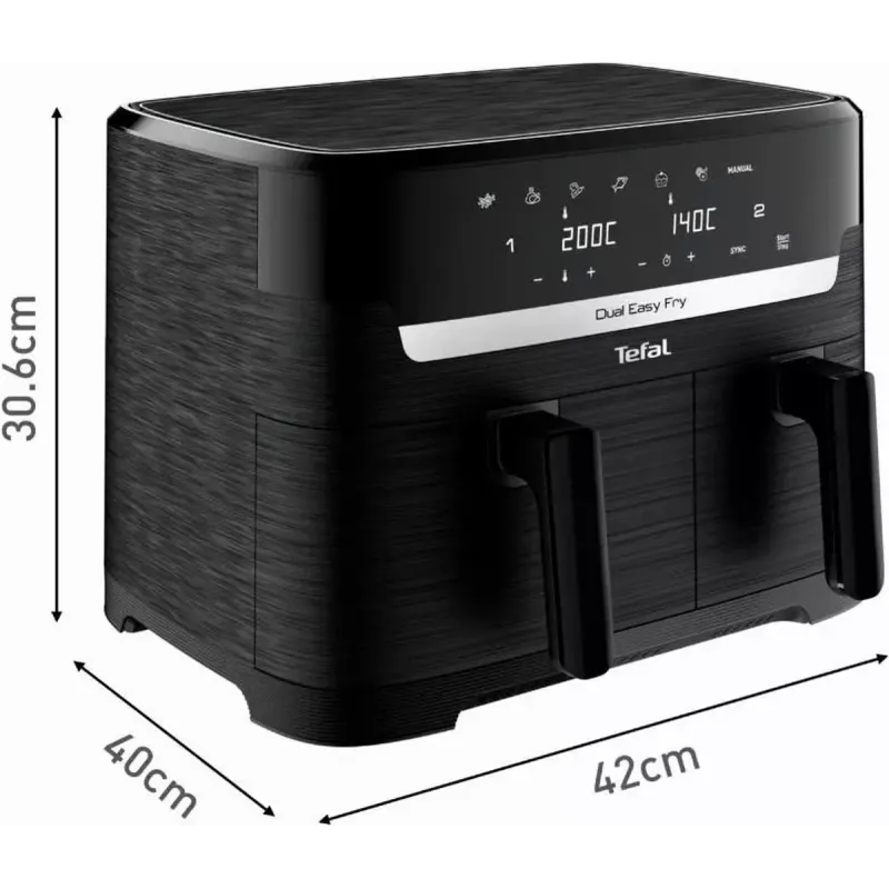 Tefal Easy Fry EY901N Double 8,3 L eraldiseisev 2700 W kuumaõhufritüür must