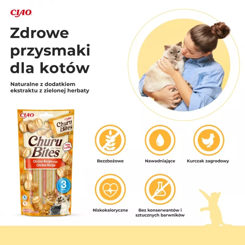 INABA Churu Bites kanaretseptiga mähised – kassimaiused – 3x10 g