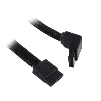 SilverStone SATA III kaabel 50cm nurga all / sirge - punutud must