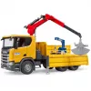 Mängu ehitusveok BRUDER Scania Super 560R kraana ja 2 kaubaalusega