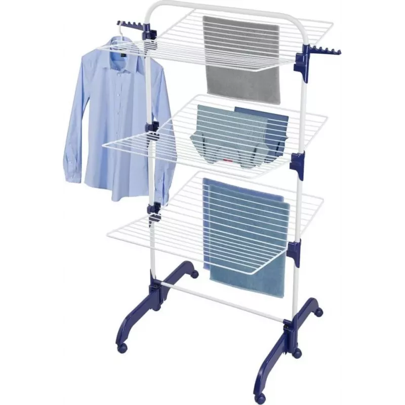 Pesukuivatusrest Leifheit Pegasus 1081529, kokkupandav metallist/plastist kuivati, kuivatuspinda 42 m, rattad, riidepuuklambrid, 76,5×700×1450 mm