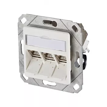 METZ CONNECT BTR C6A Moodul 3 Pordiga 270° UPk - Ühenduspistikupesa, süvispaigaldus - RJ-45 X 3 - Puhas valge, RAL 9010 (130B12D31102-E)