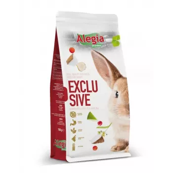 Kuiv küülikutoit Alegia Exclusive 700 g — köögivilja maitsega, valk 15,76%, kiudaine 16,3%