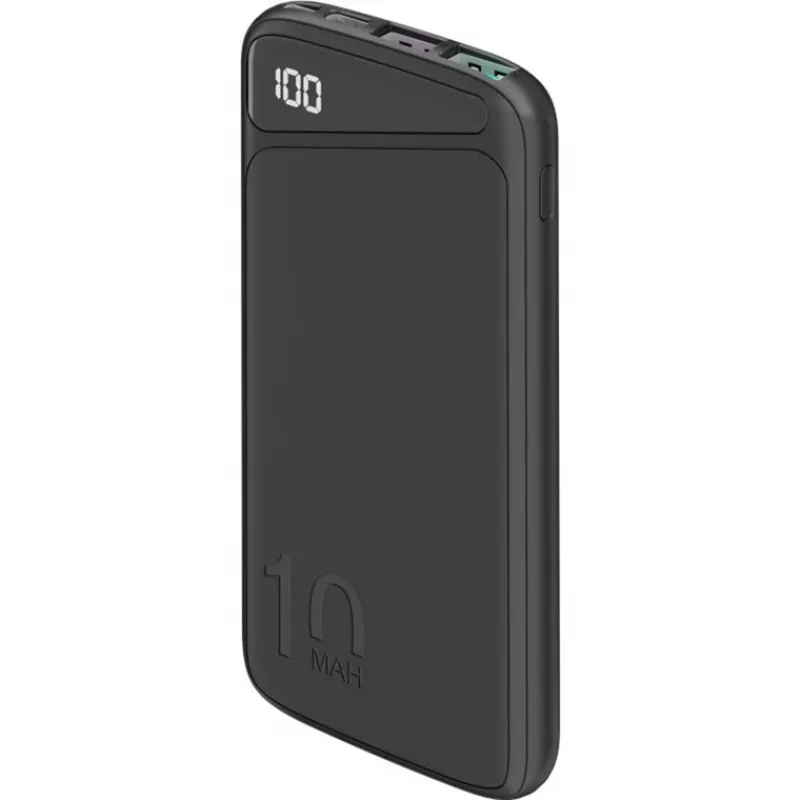 Kiirlaetav toitepank 10 000 mAh (must, USB-C PD, QC 3.0)