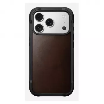 Mobiiltelefoni ümbris Nomad Rugged Leather ümbris iPhone 17 Pro, 6,3 tolli (16 cm), pruun, nahk/TPU/alumiinium